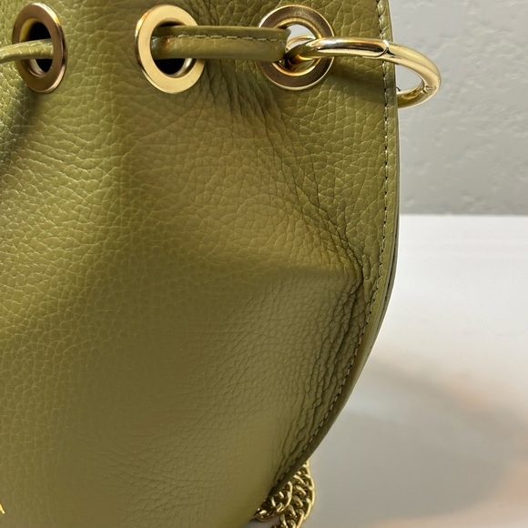 NEW Anna Paola Italian Leather Bucket Bag Made In Italy Olive Green - Picture 8 of 9